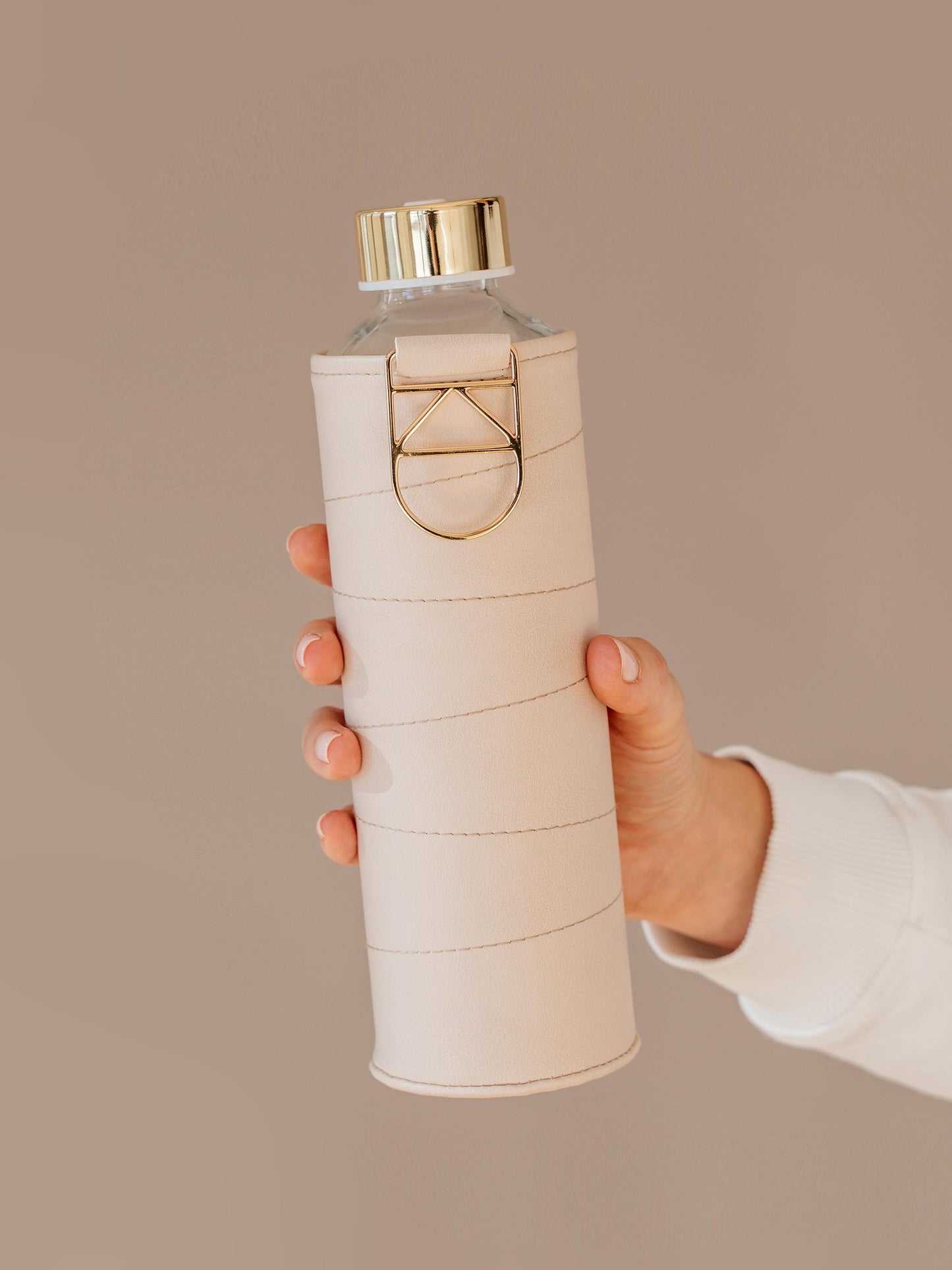 Mismatch Beige glass water bottle