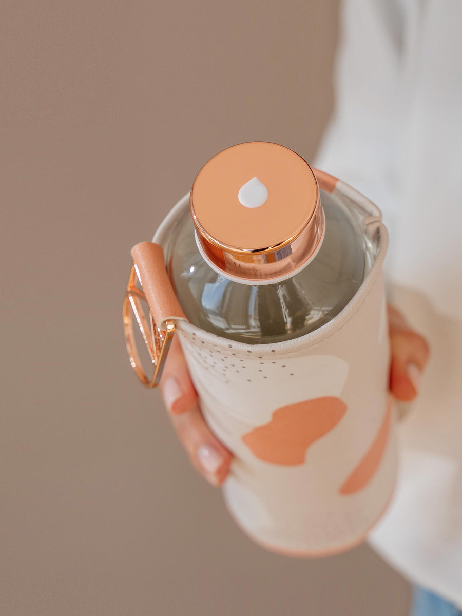 Mismatch Heavens glass water bottle with rose gold lid