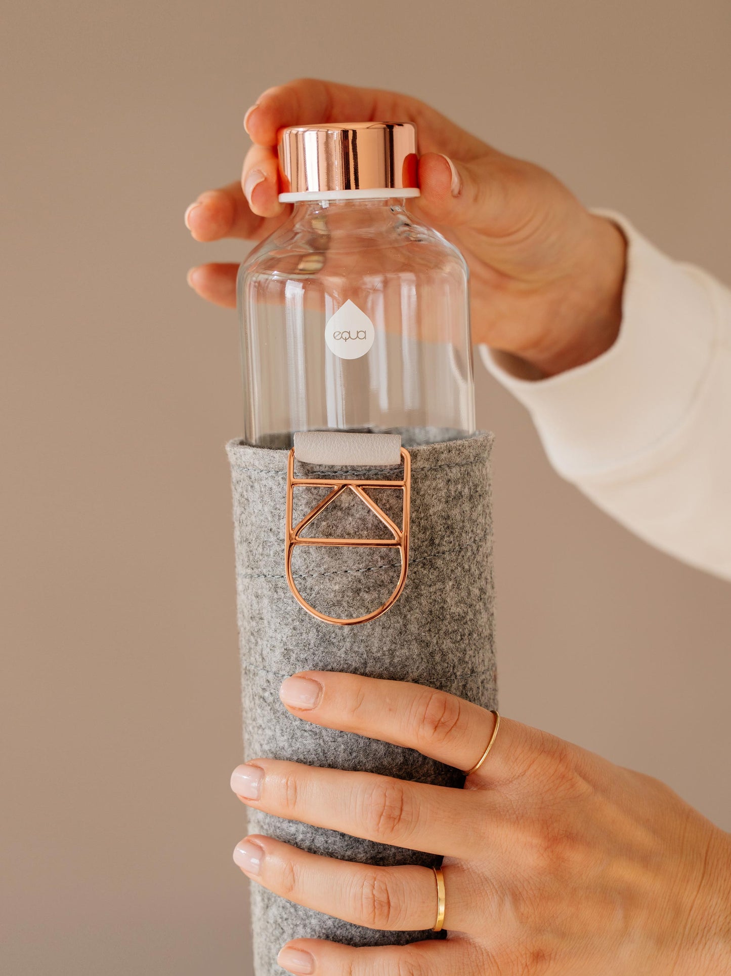 Undressing Mismatch Rose Gold glass water bottle