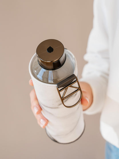 Close up of lid and holder of Mismatch Stone water bottle