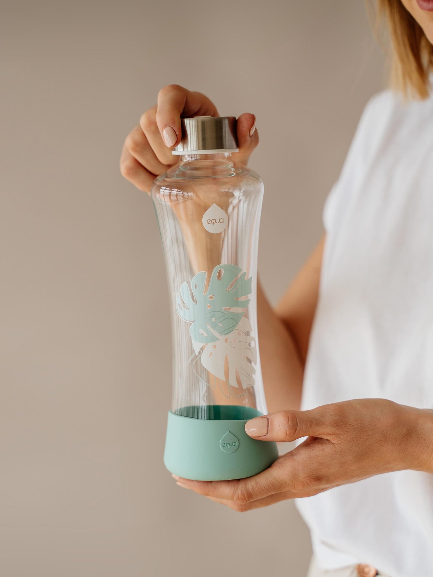 Monstera Glass Trinkflasche