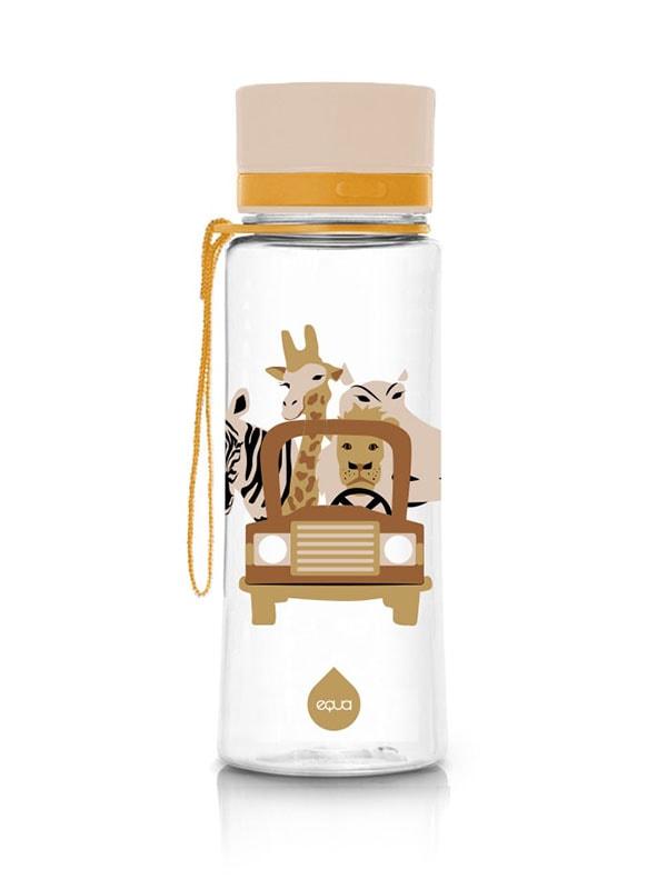 EQUA BPA FREE water bottle, Safari, motif of animals, beige color