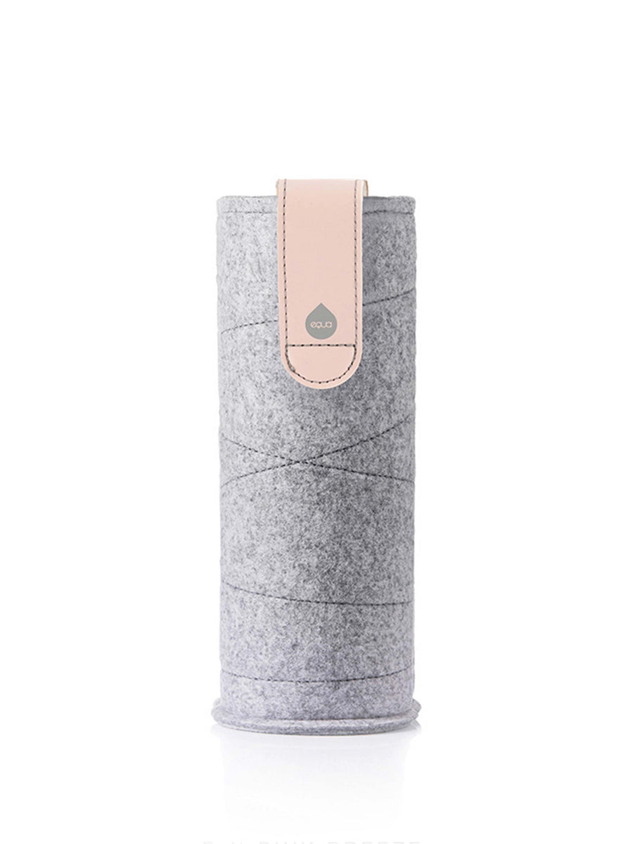 Mismatch cover for glass bottle pink handle grey colour from felt