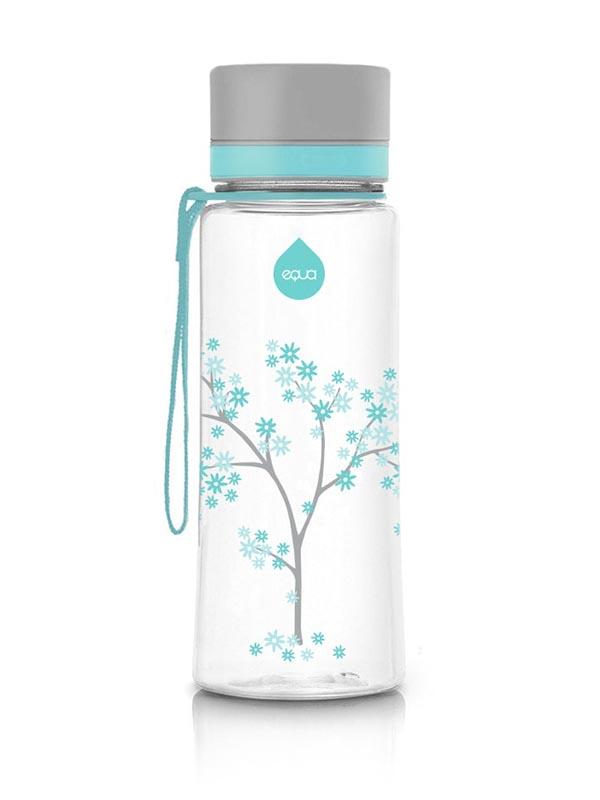 EQUA BPA FREE water bottle, Esprit Mint Blossom, motif of a tree, mint and grey color