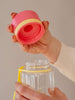 EQUA BPA FREE water bottle, Flamingo, close up of the lid, pink and yellow color